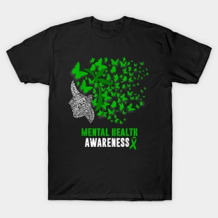 Womens Mental Health Awareness Green Ribbon Girl T-Shirt